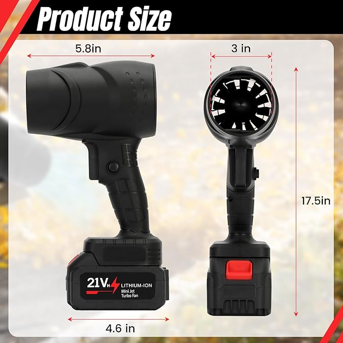 Cordless Handheld Leaf Blower with 2 x 4.0 Ah Batteries, 32000RPM Turbo Jet Blower, Small Leaf Blower for Deck, Garden, Patio, Portable Handheld Mini Turbine Drying Snow Blower Black