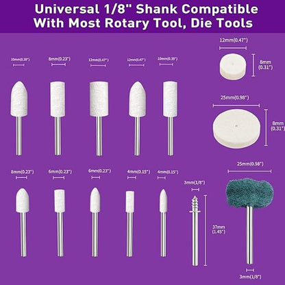 120 PCS Polishing Kit for Dremel, Abrasive Buffing Wheels for Rotary Tool Accessories with 1/8 Inch Shank, Polishing Bits for Metal Wood Watch Jewelry Brass