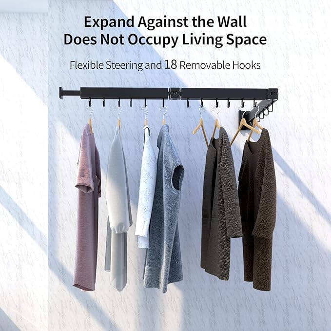 Kelisiting Foldable Clothes Drying Rack, 2 Fold Laundry Drying Rack Wall Mount, [No Drilling] Folding & Durable Space Saver for Laundry, Balcony, Bathroom, Patio, Dormitory, Apartment-White