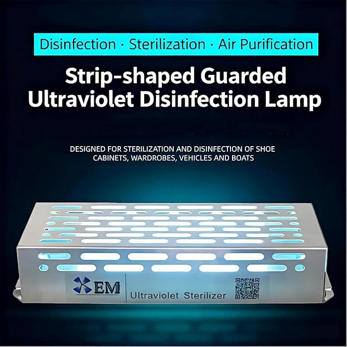 UV Light with Ozone,Wireless Remote Control & 3 Timer SettingsUV Lamp with 4 Quartz Tubes for 360° Coverage,Home Office Restaurant Hotel-Use When Unoccupied (US-007/12W-D)