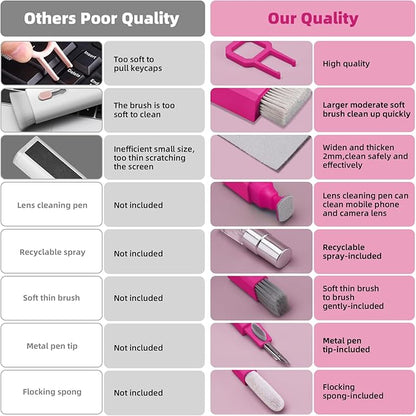Ordilend Keyboard Cleaner Laptop Cleaning Kit, Car Accessories for Women Interior, Desk Accessories Office Supplies for Women, Patented Camera Cleaning Kits, HotPink