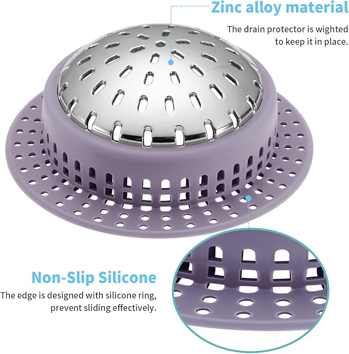 Aluvor Shower Drain Hair Catcher, Shower Drain Cover, Bathtub Drain Hair Catcher for Pop-Up & Regular Drains