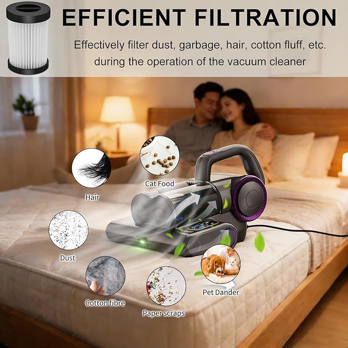 Mattress Vacuum Replacement Filter Compatible with FEPPO Mattress Vacuum Cleaner(LW-P1012).HEAP Filter-4Pack