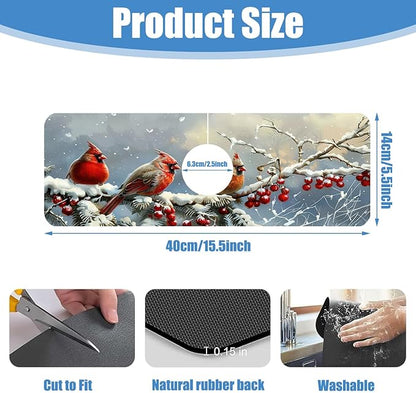 Chrismas Sink Splash Guard Faucet Mat Welcome Winter Absorbent Fast Drying Mat Sink Gadgets Splash Guard Behind Faucet Drip Catcher for Kitchen Bathroom 15.5"X5.5"