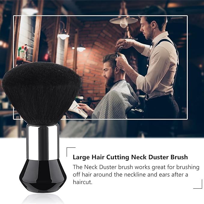 Patelai 3 Pieces Neck Duster Brush Barber Hair Blade Clipper Soft Nylon Trimmer Shaver Razor Cleaning with Storage Bag for Hair Styling(Black)