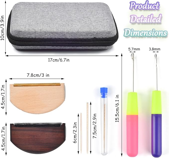 Cashmere Combs, Sweater De-Pilling Tool, Pill Remover, Include Wool Comb, Snag Repair Needles and Latch Hooks, Complete Garment Repair Kit