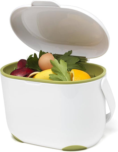 Addis 2.5 Litre Kitchen Compost Caddy, White/Green