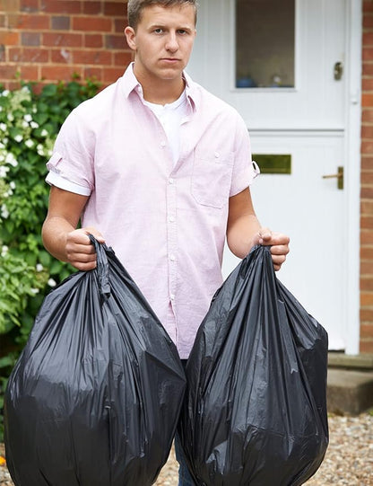 Waikas 8 Gallon Trash Bags, 40 Counts, Flag Garbage Bags with No Flaps and No Ties, 55 * 65cm, 7g/pcs,Unscented, Black