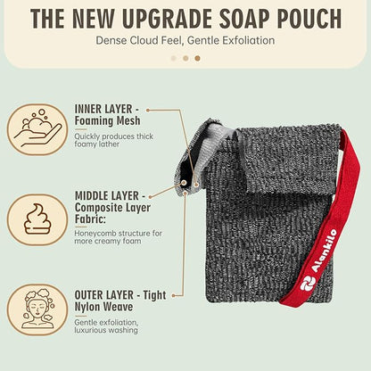 2 Pieces Soap Bags for Soap Bars, Exfoliating Soap Saver Bags, Foaming Bar Soap Pouches for Use in Baths or Showers (Dark Gray)