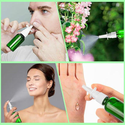 10 Empty Nasal Spray Bottles, 30ML/1oz 6 Refillable Glass Bottles with Funnels and Labels