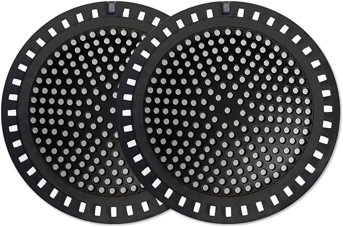 Seatery 2PCS Shower Hair Drain Catcher/Strainer/Cover/Filter/Trap, Hair Stopper Floor Drain, Stainless Steel with Silicone Edge Drain Protector, Black, 4.75 Inch Diameter