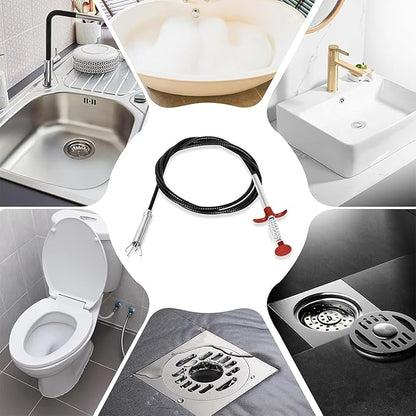 118 Inch Drain Snake, Drain Clog Remover Flexible Grabber Claw Pick Up Reacher for Toilet Sewer Shower Kitchen Bathroom Tub Drain Cleaner