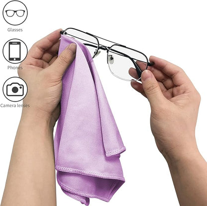 Puomue 6 Pack Microfiber Glass Cleaning Cloth, 16 Inch X 16 Inch, Lint Free Quickly Clean Window, Glasses, Windshields, Mirrors, and Stainless Steel, Pink