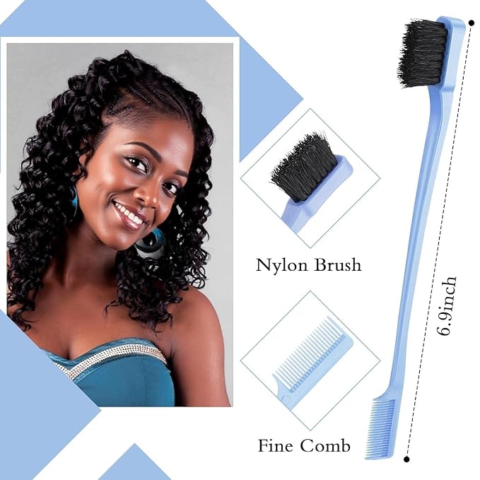 Hair Brush Set with Continuous Spray Bottle，Slick Back Hair Brush Back Brushing, Combing, Slicking Hair (Blue)