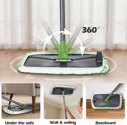 MASTERTOP Dust Mop for Hardwood Floors, Extra Large Microfiber Flat Mop with 5 Wet & Dry Reusable Pads, Hardwood Mops with Telescopic Handle for Laminate, Tile, Vinyl