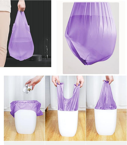 4 GALLON Bathroom Trash Bags Purple, 100 Counts Small Garbage Bags for Office, Bathroom Wastebasket Waste Bin Black Portable Rubbish Bags (Purple 100pcs)