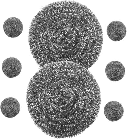 Unomor 8Pcs Stainless Steel Pot Balls Heavy Duty Wire Scrubbers for Kitchen Dish Removal Tool for Stovetops and Pots