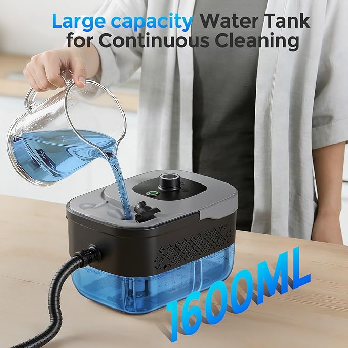 Steam Cleaner, Portable Steam Cleaner for Home with 1800W High Pressure, 15s Heat-Up,1600ML Large Tank, Handheld Steam Cleaner for Cleaning Upholstery, Tile, Car, Bathroom, Grout, Floor (Grey)