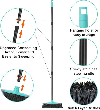 KeFanta Broom for Sweeping Indoor,55" Long Handle House Broom,Soft Bristle Angle Brooms for Floor Cleaning, Kitchen, Garage, Hardwood, Lobby,Patio and Garden