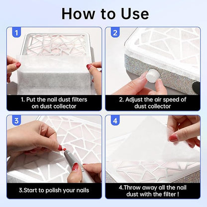 50PCS Nail Dust Collector Filter Cotton, PP Material Dust Collector Nail Tech Filter Cotton Pad Replacement Nail Vacuum Dust Collector Filters Film Paper for Nail Supplies