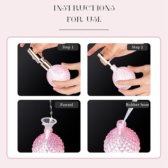 2pcs Pink Vintage Perfume Bottles Empty, 3.4oz 100ml Refillable Glass Perfume Atomizer, Reusable Travel Cologne Dispenser for Liquid Cosmetic Home Decor