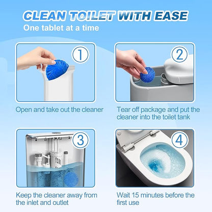 KIISIISO Toilet Bowl Cleaner Blue Tablets 18 Pack, Slow-Dissolving Automatic Bowl & Tank Cleaner, Septic Safe & Plumbing Friendly for Bathroom Toilet Cleaning, Prevents Tough Stains