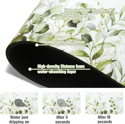 Sink Faucet Absorbing Mat, 2 Pack Drying Mat Around Faucet Sink Splash Guard Behind Faucet Sinkmat For Kitchen Bathroom Island Rv 24 * 5.5 Inch (60 * 14 cm)
