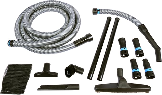 Quick Click Multi-Brand Power Tool Dust Collection Adapter Set and Full Cleanup Vacuum Accessories with 16 Ft. Hose for Home and Shop Wet/Dry Vacuums