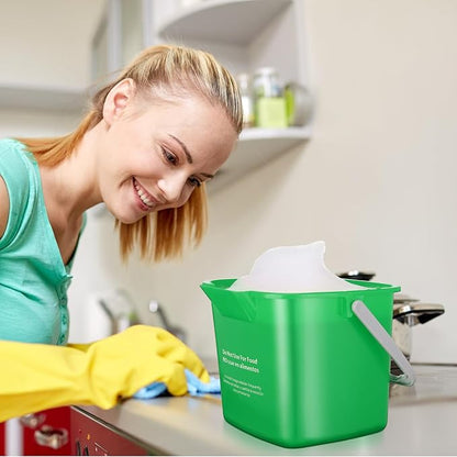 Roshtia 6 Pcs 6 Quart Cleaning Bucket Small Sanitizing Square Bucket Detergent Pail for Home Commercial Restaurant Kitchen Office School(Green)