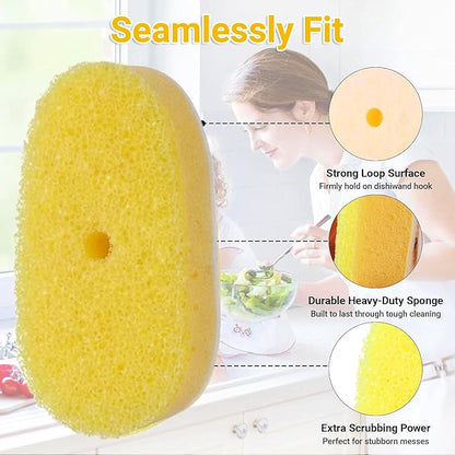 4-Pack Dish Wand Sponge Refills for Scrub Daddy Dish Daddy (Yellow)