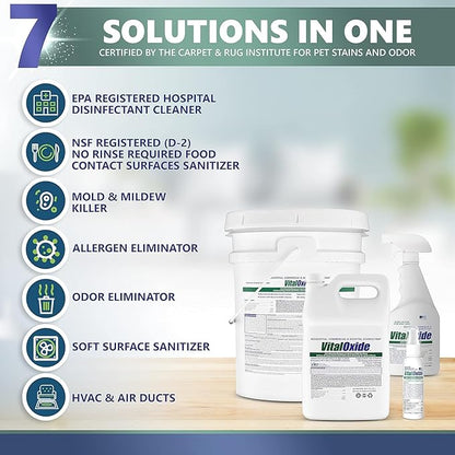 Vital Oxide Disinfectant, Deodorizer, Cleaner, Food-Contact Sanitizer, Virucide – (EPA registration #82972-1) – Kills Mold & Mildew, Eliminates Odors -1 Gallon