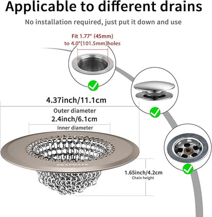 Reversible Shower Drain Hair Catcher, Prevent Clogging Bathtub Drain Cover, Fast Drainage & Easy Clean Tub Drain Hair Catcher for Regular & Pop-up Drain (Brown)