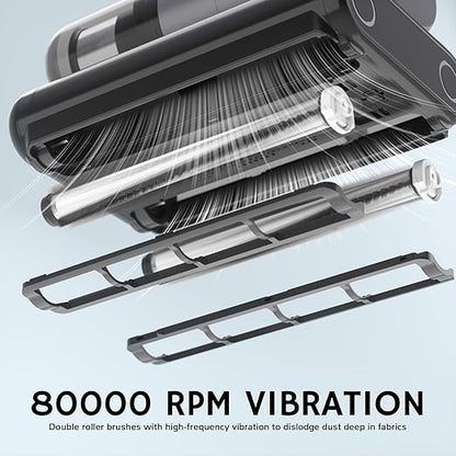AIRTHEREAL Bundle | M1 Mattress Vacuum Cleaner with 4-Spare Filters, Bed Vacuum with High-Frequency Vibration - 80,000 RPM Dual Brushroll Rotation, UV-C Light, Dust Sensor