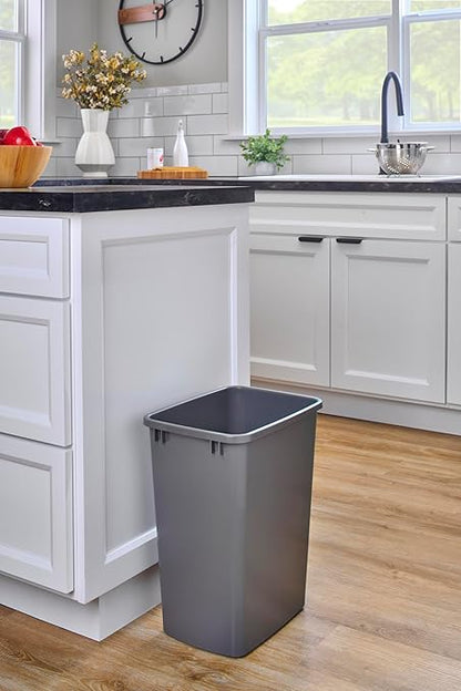 Rev-A-Shelf Polymer Replacement 35 Quart Trash Bin Recycle Waste Garbage Container for Kitchen Cabinet Pullouts, Gray, 2 Pack, RV-35-13-2
