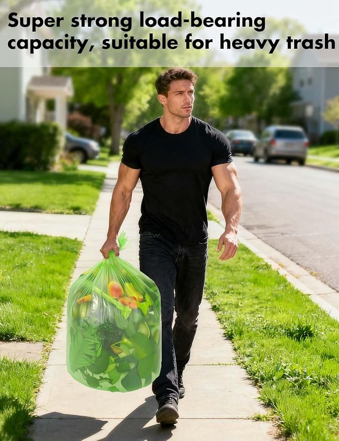 Trash bags 13 Gallon Biodegradable: Aievrgad Garbage bags for tall kitchen trash can liner, 50 count,Unscented, Heavy Duty, Thickened, for food/kitchen waste or Graden,green 50L