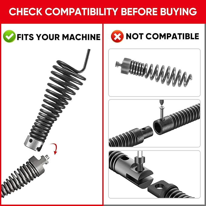 4-Pack 7/8-Inch Drain Snake Attachments for Electric Machine–Includes Saw Cutter,Spade Cutter & Augers – Fits K-1500, K-750, K-1800 & 5/8"-1" Cables–Works for 3" to 6" Pipes