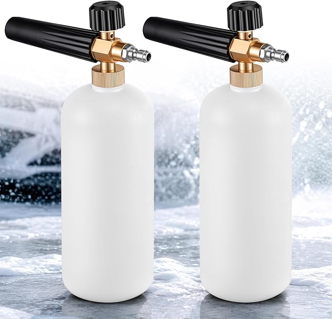 2 Pack Foam Cannon with 1/4" Quick Connector for Pressure Washer, 1000-3000 Psi, 1 Liter, Adjustable Nozzle Foam Cannon for Car Washing