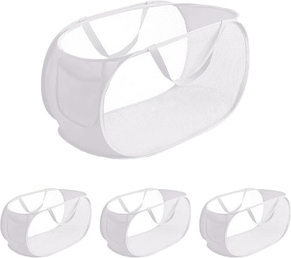 4 Pcs pop up laundry hamper Sturdy Large Capacity collapsible laundry basket,Laundry Room,Toy storage,Versatile Use-Home,Camping,Dorm,Hotel,Travel(White)