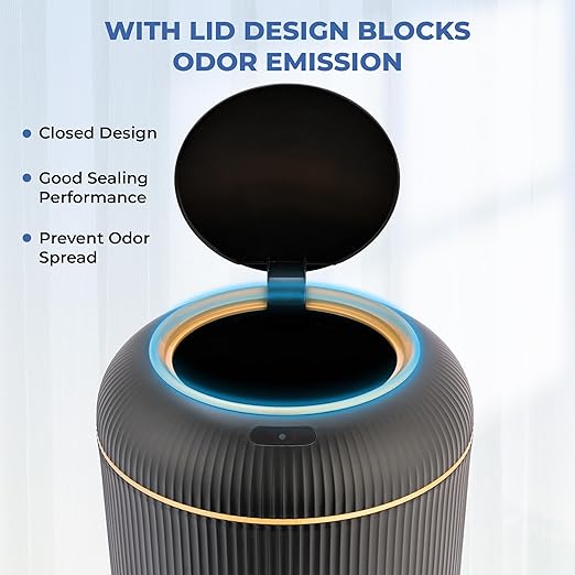 Pukomc Smart Sensor Wastebasket, Convenient and Hygienic Easy to Use, Technology Sensor Waterproof Wastebasket Plastic Trash can for Kitchen, Bathroom, Bedroom, Living Room, Office and Outdoor