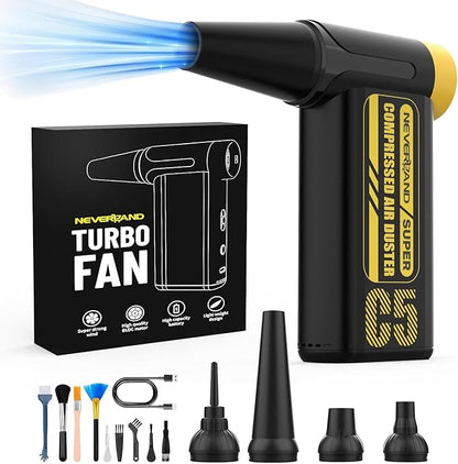 NEVERLAND Compressed Air Duster - 240000RPM Electric Duster, 8-Gear Rechargeable Air Blower, Replace Canned Air, Cordless Mini Turbo Fan Jet Blower for Computer, Keyboard, Home, Car Cleaning & Outdoor