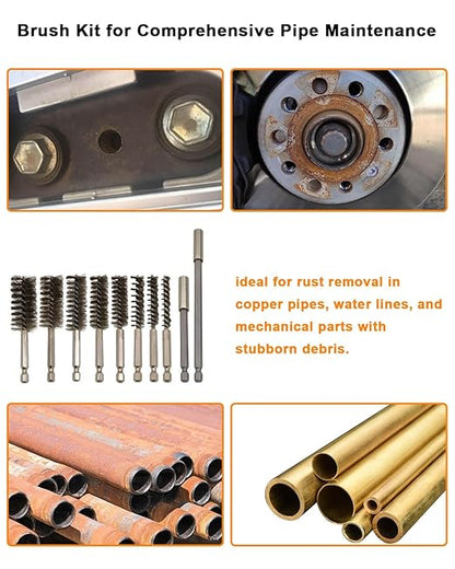 Wire Brush for Drill Set - 8 Types of Drill Wire Brush, Drill Stainless Steel Bore Brush Attachments for Cleaning Metal Fit for Power Drill(8, 10, 12, 15, 17, 19, 22, 25mm)