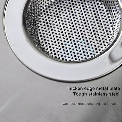 Kitchen Sink Strainer Stainless Steel, LASSHSWA Kitchen Sink Drain Strainer, Sink Strainers for Kitchen Sinks with Large Wide Rim 4.5" Diameter (2 Pack)