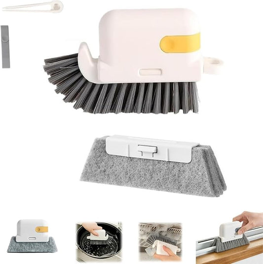 3-in-1 Removable Window Slot Brush,New Window Groove Cleaning Brush, Portable Window Track Cleaner Window Groove Cleaning Brush Tools with Hidden Scraper for Home Window Groove (Yellow-1Set)