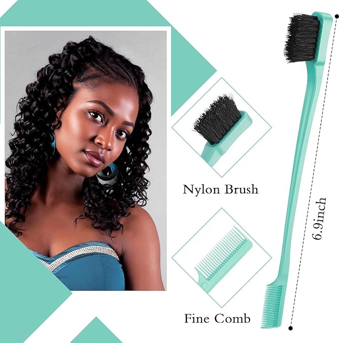 Hair Brush Set with Continuous Spray Bottle，Slick Back Hair Brush Back Brushing, Combing, Slicking Hair (green)