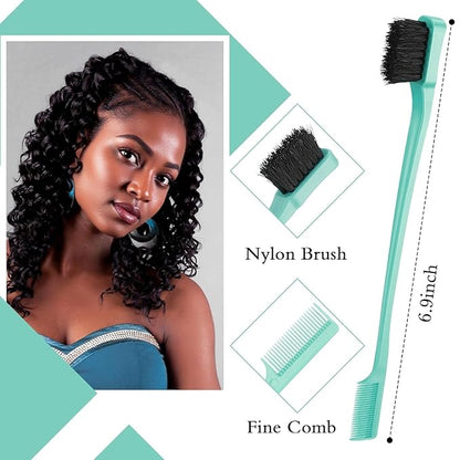 Hair Brush Set with Continuous Spray Bottle，Slick Back Hair Brush Back Brushing, Combing, Slicking Hair (green)