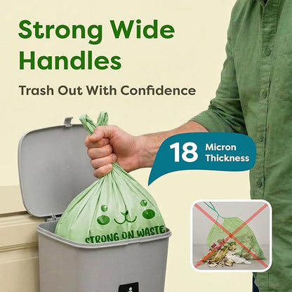 1.6 Gallon Compostable Trash Bags for Bathroom (50 Count) — Small Food Scrap & Bathroom Bin Liners — Thick 0.7 Mil Leak-Resistant Plant-Based Bags — ASTM D6400 BPI Certified