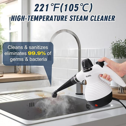Handheld Steam Cleaner, Multifunctional High-Temperature Steam Cleaner, Portable Steam Cleaner Ideal for Cleaning Range Hoods, Microwaves, Tiles, Curtains, Sofas, Countertops, and Car Interiors.