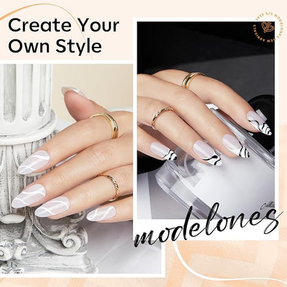 modelones Nail Art Brushes, Super Fine Liner Nail Brush Kit Dual-ended 7/11/15/20mm for Gel Polish Thin Lines, Precise Details, Fine Drawing Painting Design Acrylic Rhinestone Handle Salon & DIY Use