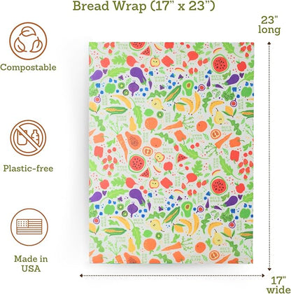 Bee's Wrap Beeswax Wraps for Bread - Beeswax Bread Wrap for Sourdough & Bread Storage - Plastic Free Made in USA Reusable Natural Food Wrap - Garden Party