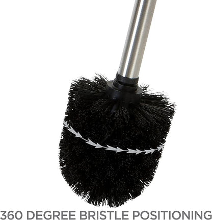 Bath Bliss Toilet Brush and Holder | Self Closing Lid | 360 Degree Brush Head | Bathroom Cleaning | Compact Size | Storage and Organization | Terrazzo grey with pink speckles